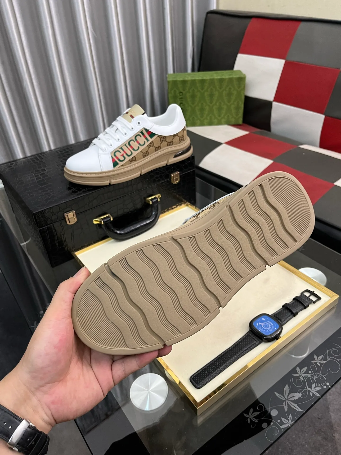 Men's shoes 💰400⌚️⌚️《GUCCI*》The latest hot-selling casual shoes, top brand [seduce] luxury~purchase, top~quality. [Strong] The upper is made of imported breathable cowhide stitching fabric material ➕ Breathable sheepskin feet (•) Fine workmanship. Code number: 38-442️⃣Colors available